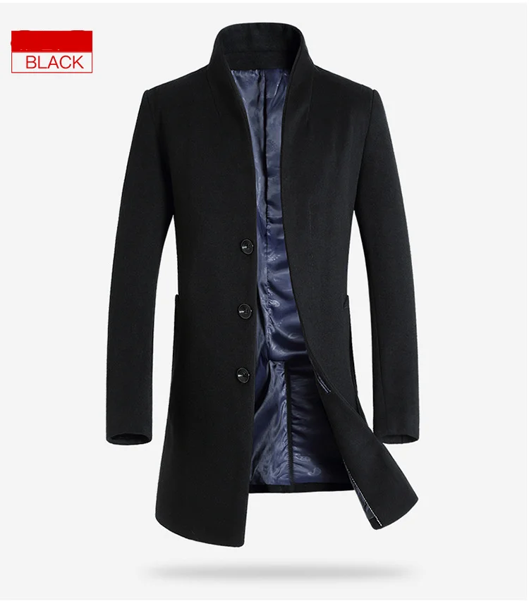 BOLUBAO Autumn Winter Men Wool Blends Coats Men's Solid Color Slim Fit Trench Coat Casual Brand Quality Wool Blends Coat Male