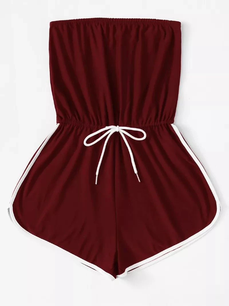 NiceMix Summer Women Jumpsuits Strapless Chest Wrapped One Piece Running Shorts Rompers Women Jumpsuit Solid Playsuits Sport