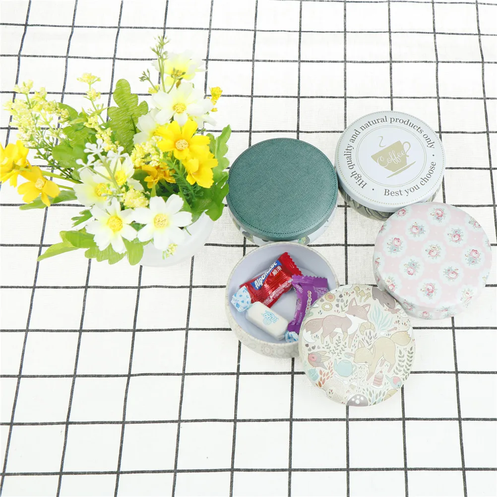 Портативный круглый чай, сахар, кофе, монета жестяная коробка для хранения коробка кухня цветочный Рисунок стиль подарок 4 цвета