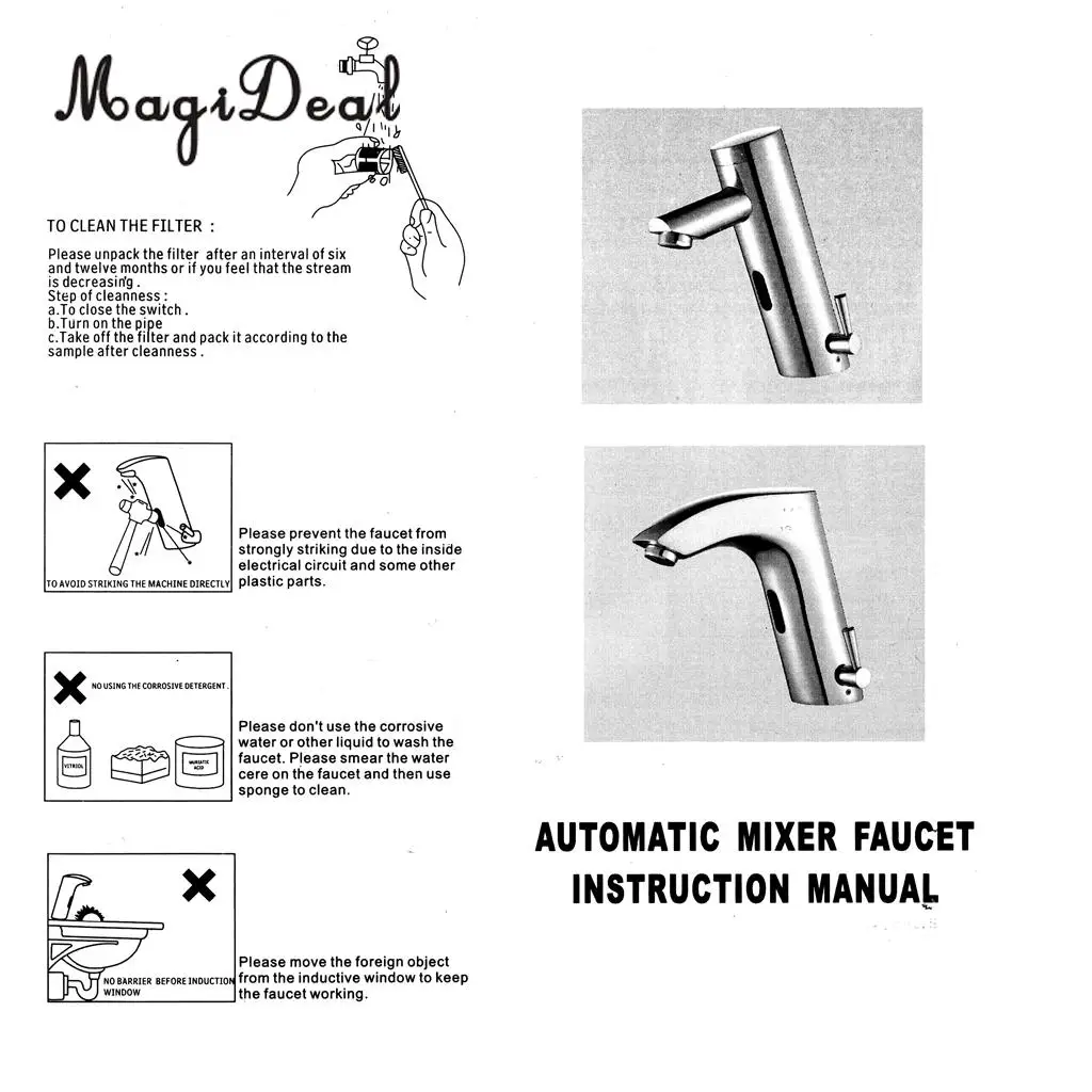 MagiDeal Alloy Automatic Infrared Sensor Sink Basin Faucet Hands Free Auto Mixer Tap Water Faucet Touch Water Tap Hands
