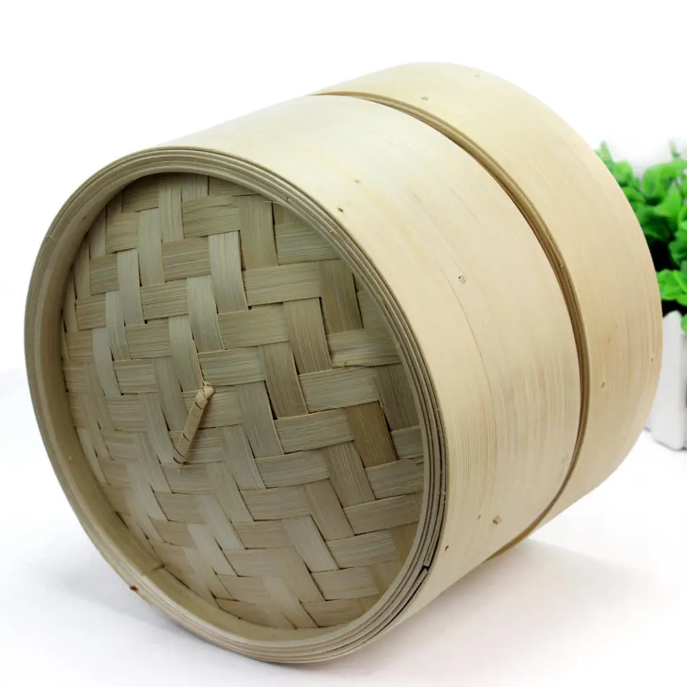 Новинка 2 яруса Бамбуковая Пароварка в комплекте рыба рис овощи Dim Sum корзина для риса китайская кухонная посуда с крышкой