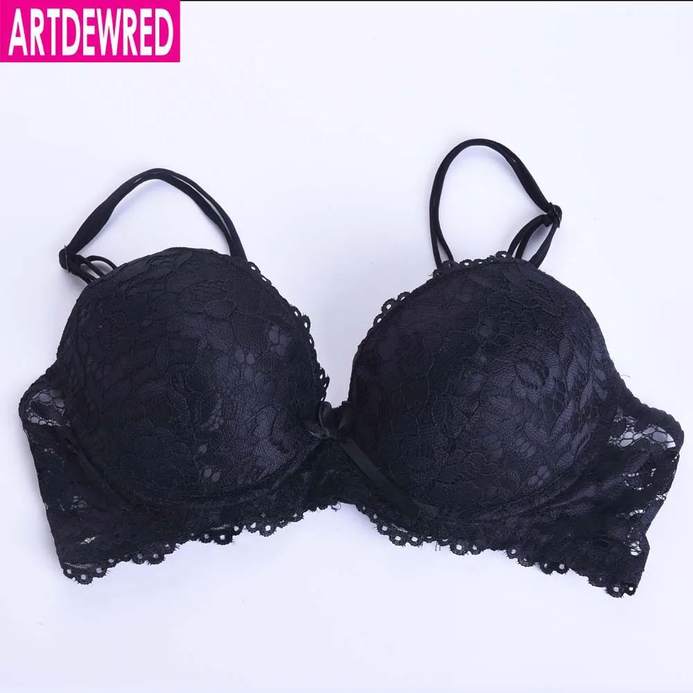 Artdewred бренд Для женщин Кружево Push Up Bra Top Чашки Костюмы Сексуальное белье плюс Размеры бюстгальтер кроссовер дизайн sujetador 36 38 40 42 44 - Цвет: Black