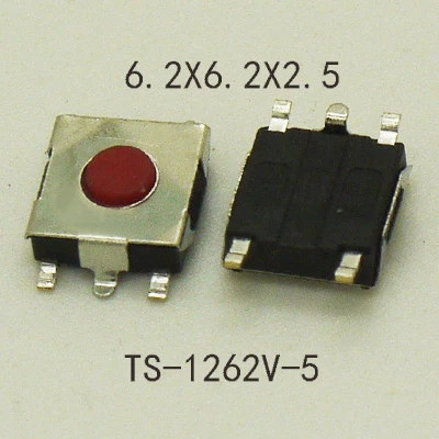 30 шт. 6.2x6.2x2.5 мм 5pin SMT красный Пуговицы Такт Кнопка монтажа на печатной плате кнопочный переключатель Медь