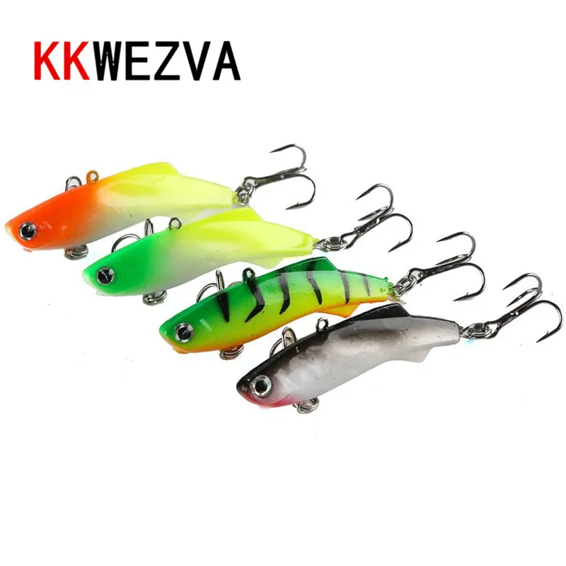 

KKWEZVA Winter Fishing Lure 4pcs VIB Ice Fishing Lure Soft Bait 5cm 8.5g Isca Artificial Bait Wobber Sinking Fishing Lure