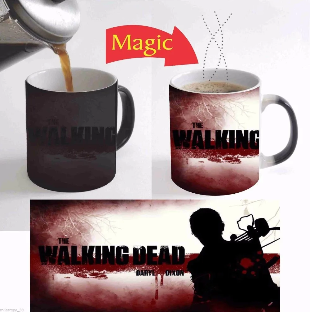 the walking dead mugs daryl mugs zombie mug heat sensitive mug coffee transforming heat reveal
