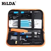 HILDA Eu Plug 60 Вт Регулируемый температурный Электрический паяльник Комплект+ 5 шт. наконечники портативный сварочный ремонтный набор инструментов