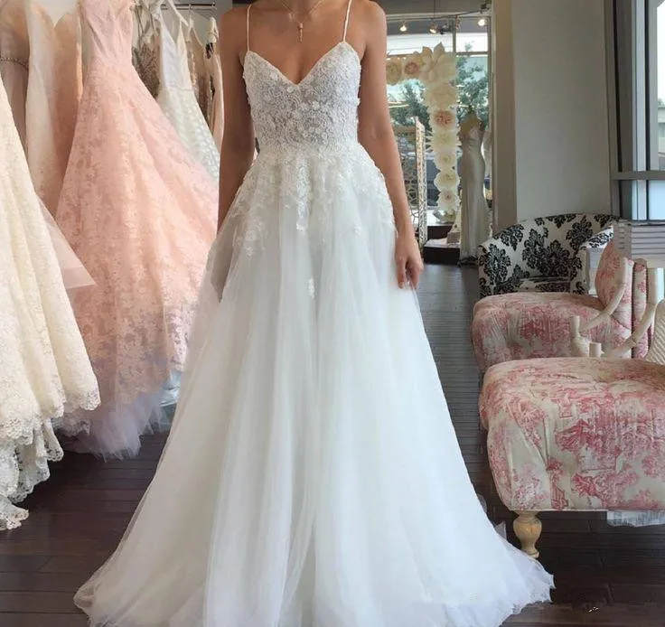 

Богемное Летнее белое свадебное платье, а-силуэт, на бретелях, Кружевная аппликация, стиль кантри, женское свадебное платье