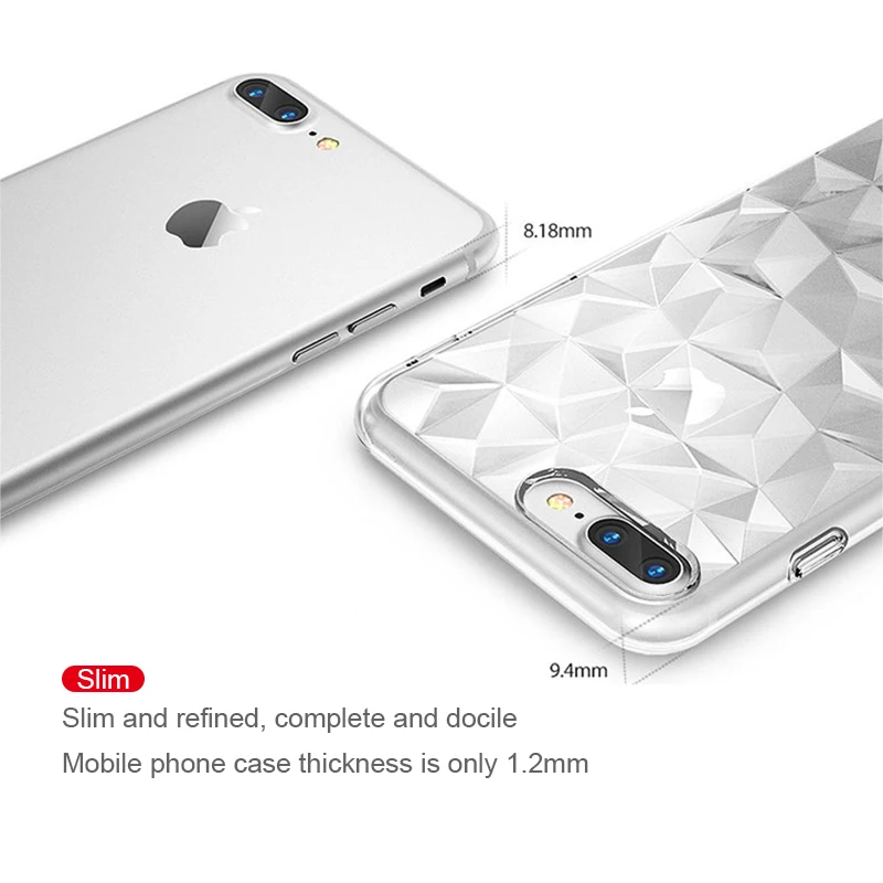 Чехол из ТПУ для iPhone 7 8 6s Plus XS XR X мягкий силиконовый чехол с объемной алмазной