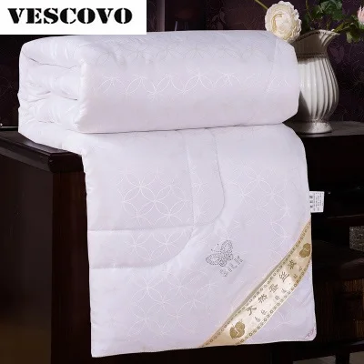 Шелк одеяло/одеяло для лета и зимы Король Королева двойной размер ручной работы постельные принадлежности Белый/Розовый цвет - Цвет: Белый