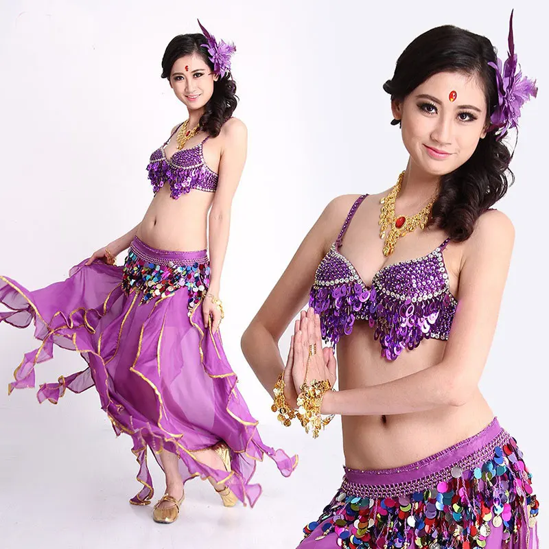 

2014 New Belly dance Costume Bellydance Sexy Women Dance Clothes Performance Belly Dress 2 Color Bra Chain Skirt veil Belly