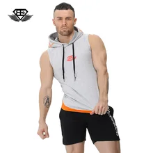 Жилет для бега с капюшоном для мужчин быстросохнущие дышащие спортивные футболки Кемпинг альпинистская одежда для рыбалки свободная майка для тренажерного зала со шляпой