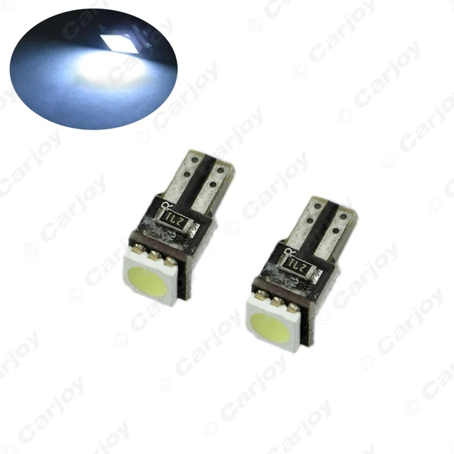 LEEWA 5pcs White/Blue/Red/Yellow/Green Car T5 CANBUS LED Dashboard Light Error Free 5050SMD 1-LED Car Side Wedge LED Lamp Bulb 6