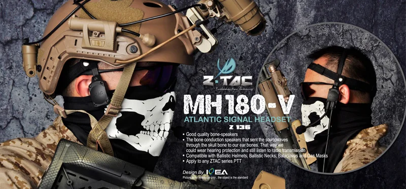 Z-TAC MH180-V Bone-speaker s Atlantic сигнальная гарнитура Sniper акустическая система (Z060026)