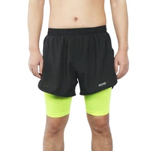 Arsuxeo дышащие велосипедные шорты Для мужчин 2-в-1 быстросохнущие шорты для бега, занятий спортом, Фитнес шорты для женщин с более лайнер