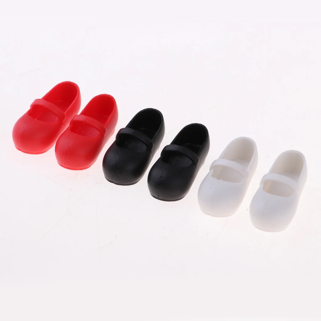  3 Pairs Lovely 12inch Doll Casual Shoes Belt PU Leather Shoes Ballet Shoes Costume for Blythe Fashion Girl Doll Party Accessory