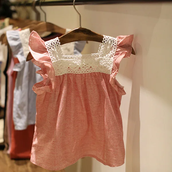 

HOT Summer Toddler Baby Girls Casual T-Shirts Lace Splicing Shirt Cotton Soft Blouse Tops