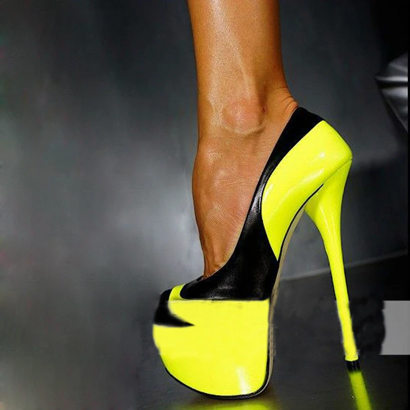 yellow platform pumps
