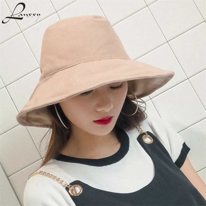 Lanxxy Women Wool Bucket Hats New Fashion Solid Fishing Hat Female