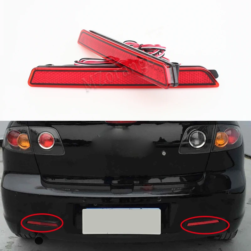 LED Bumper Rear Reflectors Light for MAZDA2/3/6 Car Accessories Red