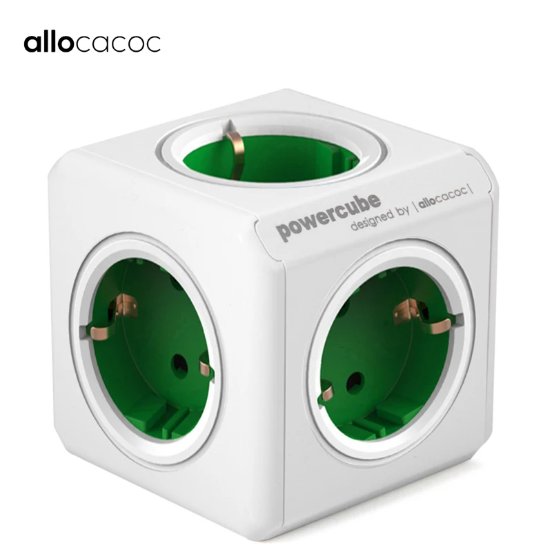 Pаспродажа Allocacoc мощность Cube электрическая вилка мощность полосы Путешествия адаптер ЕС Plug AU CN Электрический розетка переходник smart расширение multi