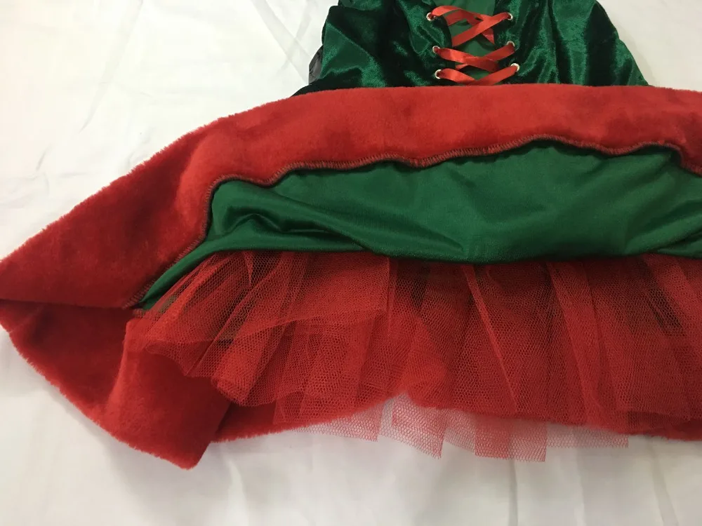 Новое поступление, женский костюм Санта-Клауса, роскошный Рождественский наряд, зеленый Праздничный Рождественский костюм эльфа, милое платье