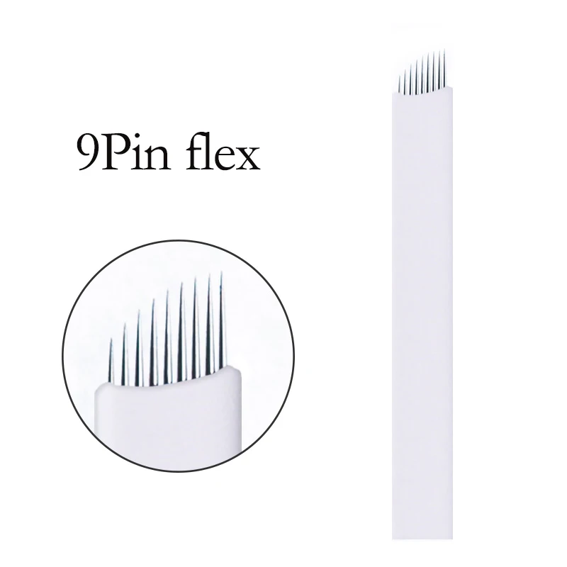 100 шт. Flex 9 булавки иглы Лезвия для микроблейдинга бровей вышивка Пернатые полубровей Перманентный макияж иглы для татуировки
