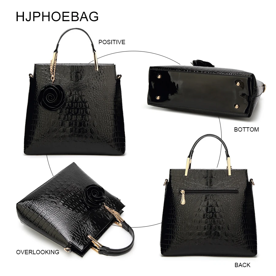  HJPHOEBAG Women's large-capacity crocodile pattern handbag casual crocodile shoulder bag Messenger  - 32997494471