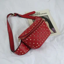 Новинка, известный бренд, дизайнерские сумки на пояс, женские сумки на пояс с заклепками, сумка на пояс в стиле суперзвезды той же модели, сумка на пояс, черный и красный цвета, quali WP152