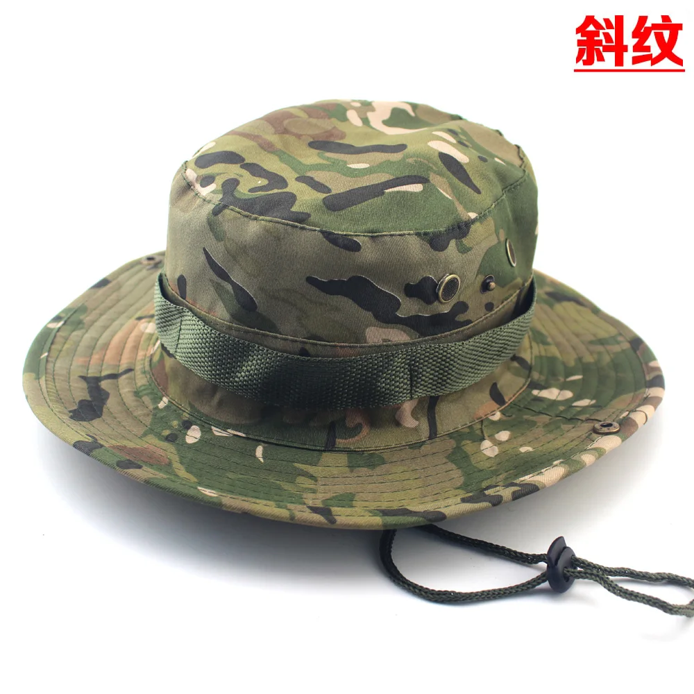Новая шляпа-ведро, кепка, военная, уличная, унисекс, для рыбалки, охоты, с широкими полями, Camo Boonie, сетчатая, солнцезащитная, УФ-защита, ушанка для ушей - Цвет: Черный