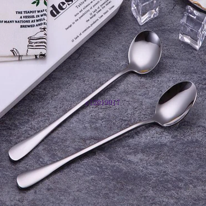 

New Stainless Steel Long Handle Spoon Coffee Latte Ice Cream Soda Sundae Cocktail Scoop Free Shipping #707