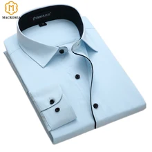 Новое поступление, весенняя и осенняя мужская брендовая одежда, одноцветная мужская приталенная рубашка с длинным рукавом, мужские рубашки, деловые рубашки