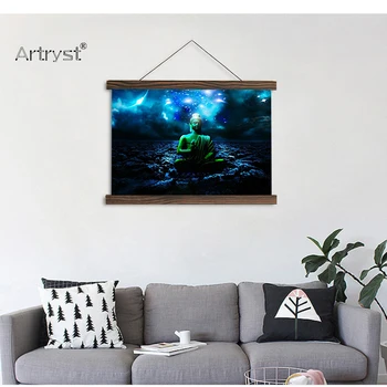 

Artryst living room scroll painting hanging canvas Buddha Meditation picture waterproof ink HD image free shipping SCP (120)