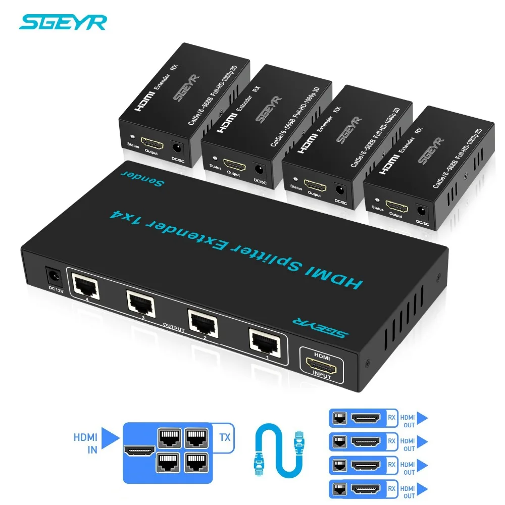 Buy SGEYR 196ft 4 Port HDMI Extender 1x4 HDMI Signal