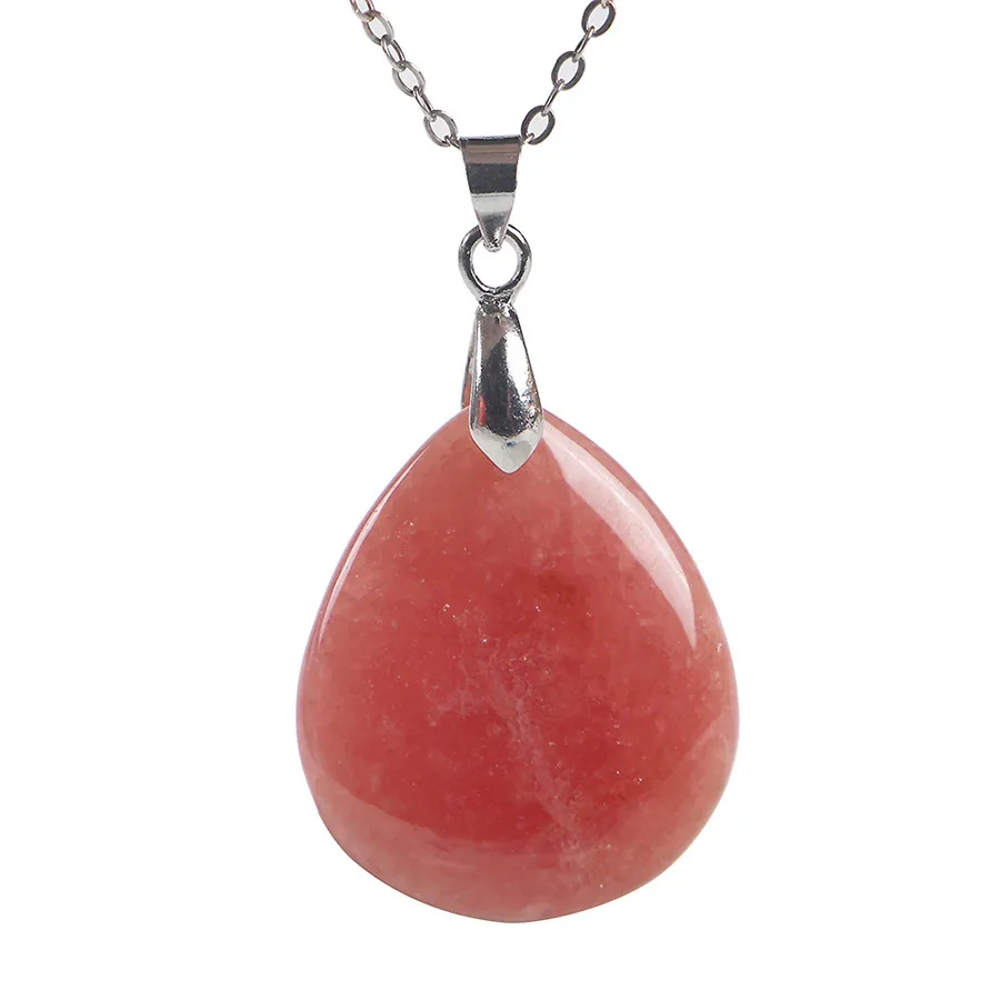 

Genuine Natural Ice Rhodochrosite Stone Fashion Bead Women Waterdrop Charm Pendant 27*22*5mm