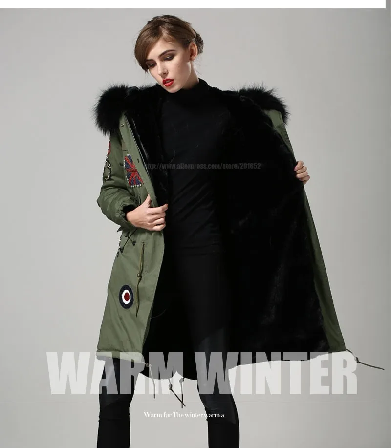 Новинка, Женское пальто, утепленные меховые зимние теплые пальто, длинная куртка, черная подкладка из искусственного меха, женский брючный костюм с вышивкой бисером