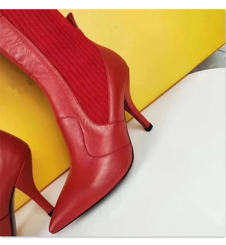 Punta Remiendo En Altos Tacones rojo Manera Gilrs Femenina Zapatos 2018 Tejer Negro La Sobre Mujer Rodilla De Rojo Botas on Sexy Slip nW1qUaT1