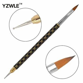 YZWLE 1 Pc High Quality Nail Pens / Copper Metal Handles Dual-use Manicure Dotting Pen / Professional Nail Art Brush 08