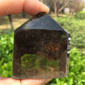 

Natural Phantom Smoky Rutile Crystal Wand Point Dendritic Quartz Crystal Tower Stone Mineral Healing Home Decoration Collection