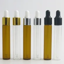 50 x 10ml Empty Clear Amber Refillable Glass Essential Oil Dropper Vial 1/3oz Brown Transparent rubber pipette dropper bottles