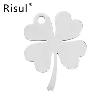 

Risul 4 Leaf Clover Necklace Pendant for Women 4 hearts Charms silver tone mirror polish Stainless steel 10pcs