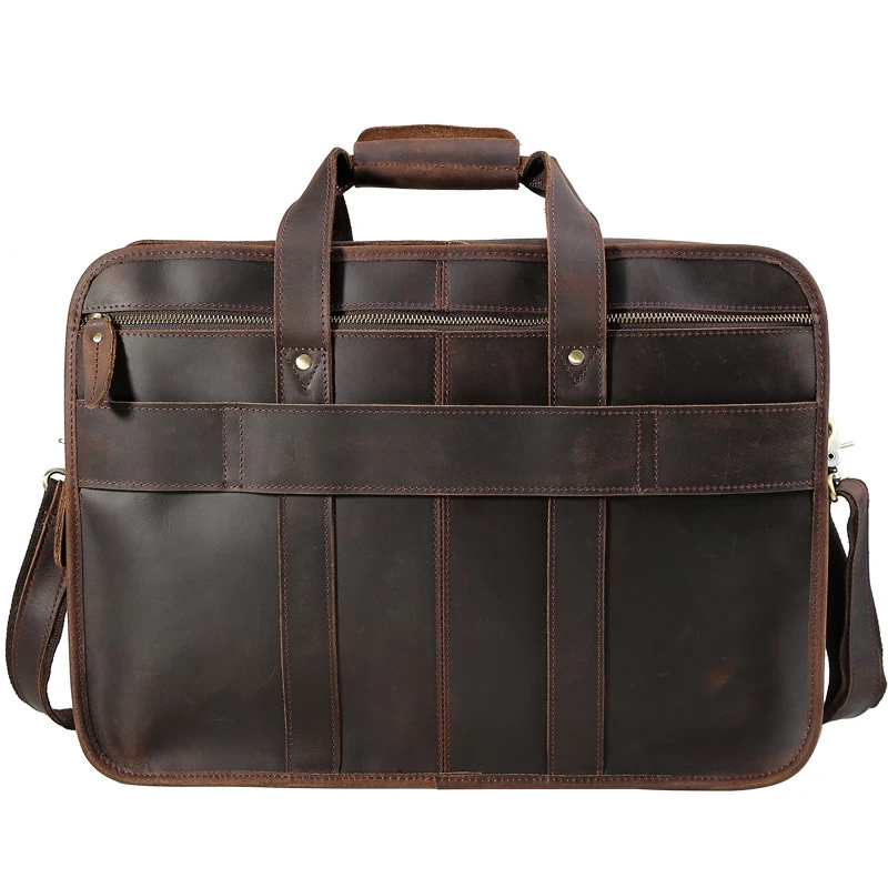 Мужской портфель из натуральной кожи, винтажная супер Большая вместительная многофункциональная деловая сумка, мужской портфель из воловьей кожи