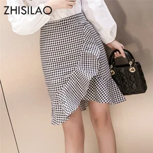 Женские клетчатые юбки-трубы, клетчатые юбки русалки, Mujer, облегающая Нижняя юбка, Нерегулируемое тонкое сексуальное мини-юбки, женская мода