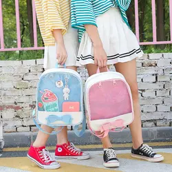 Для девочек милые прозрачный рюкзак как pvc 9293 Карамельный цвет студент школьная сумка