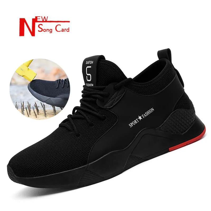 

New song card Men's Work Safety Shoes 2019 Outdoor Work Sneaker Military Indestructible Steel Toe Cap breathable Safety Boots