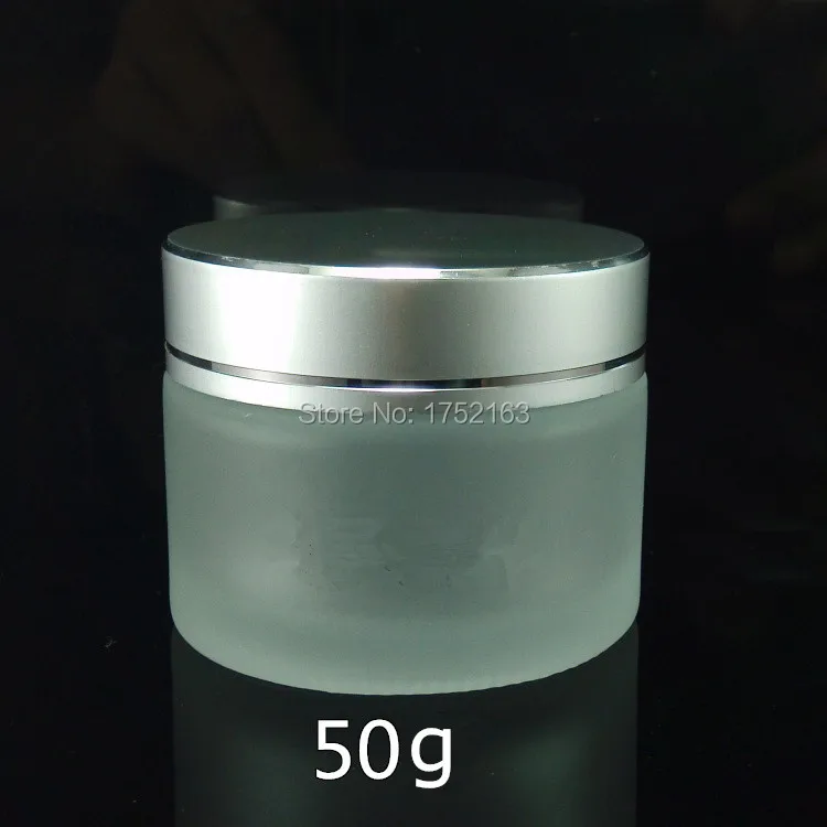 50g white frosted glass bottles, cream jars, lotion bottle,Eye cream jars and silver cover