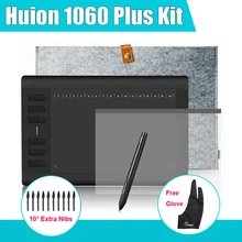 Discount! Huion 1060 Plus Graphic Drawing Digital Tablet w/ Card Reader 8G SD Card 12 Express Key +Protective Film +15″ Glove+Parblo Glove