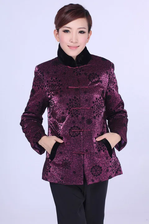 

Chinese Traditional Coat Women's Velvet Winter Jacket Size: M to 3XL