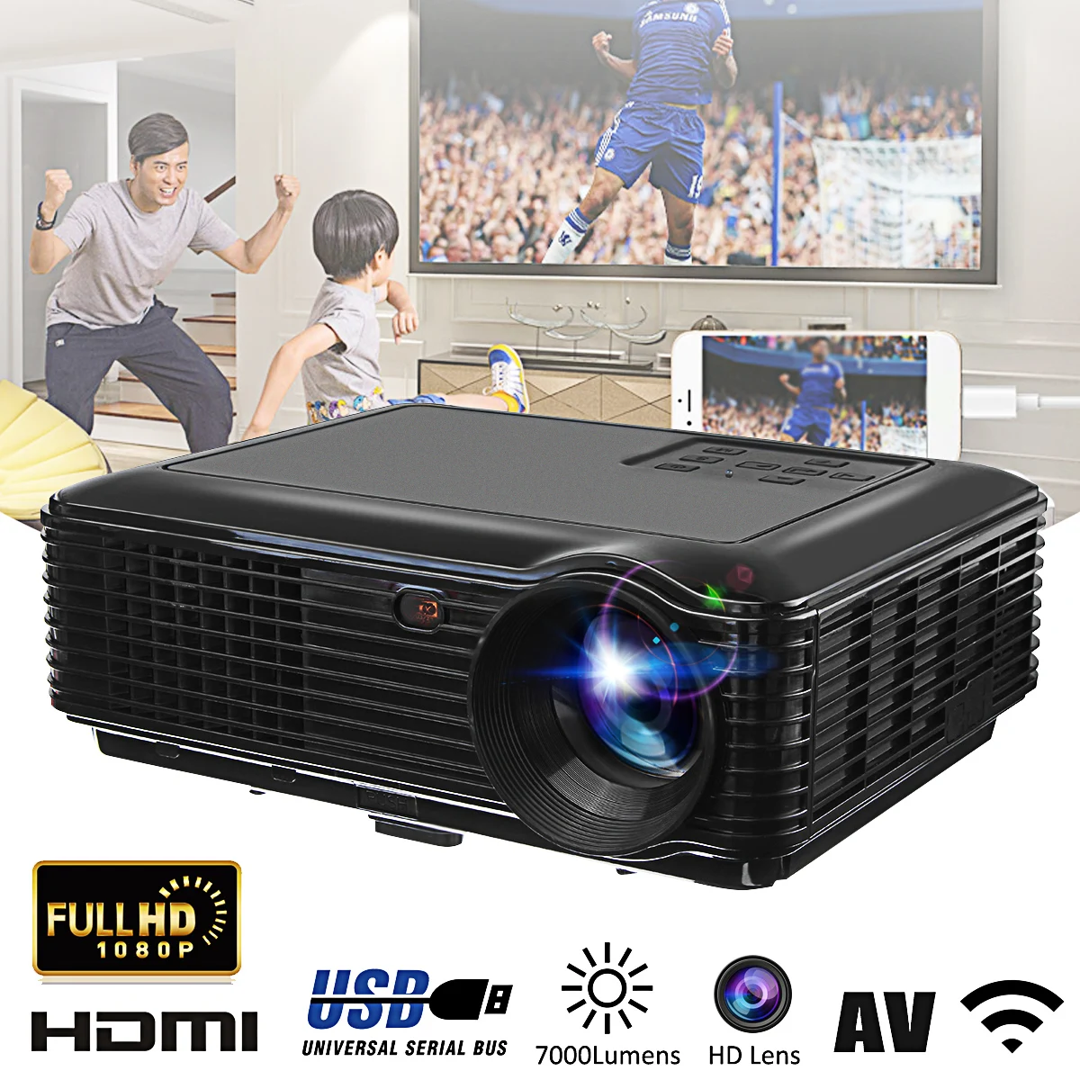 

SV-226 WiFi Version Mini Portable Projector LED light 1080P Home Theater Beamer Proyector Support SD HDMI USB
