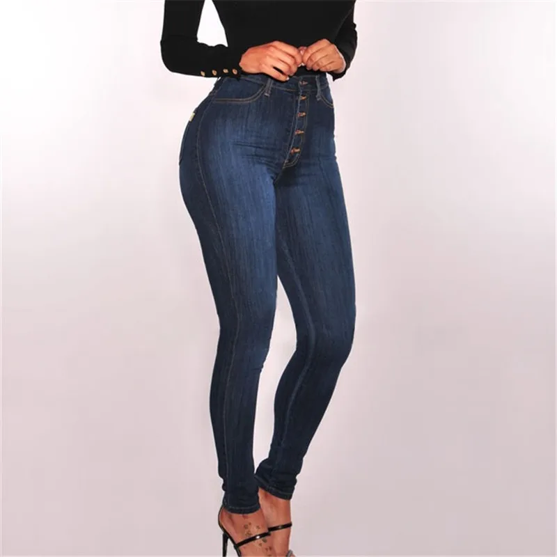 Джинсы женские Осень Зима Высокая талия эластичные брюки-карандаши брюки плюс размер тонкие женские сексуальные джинсовые брюки IOQRCJV H460 - Цвет: blue black
