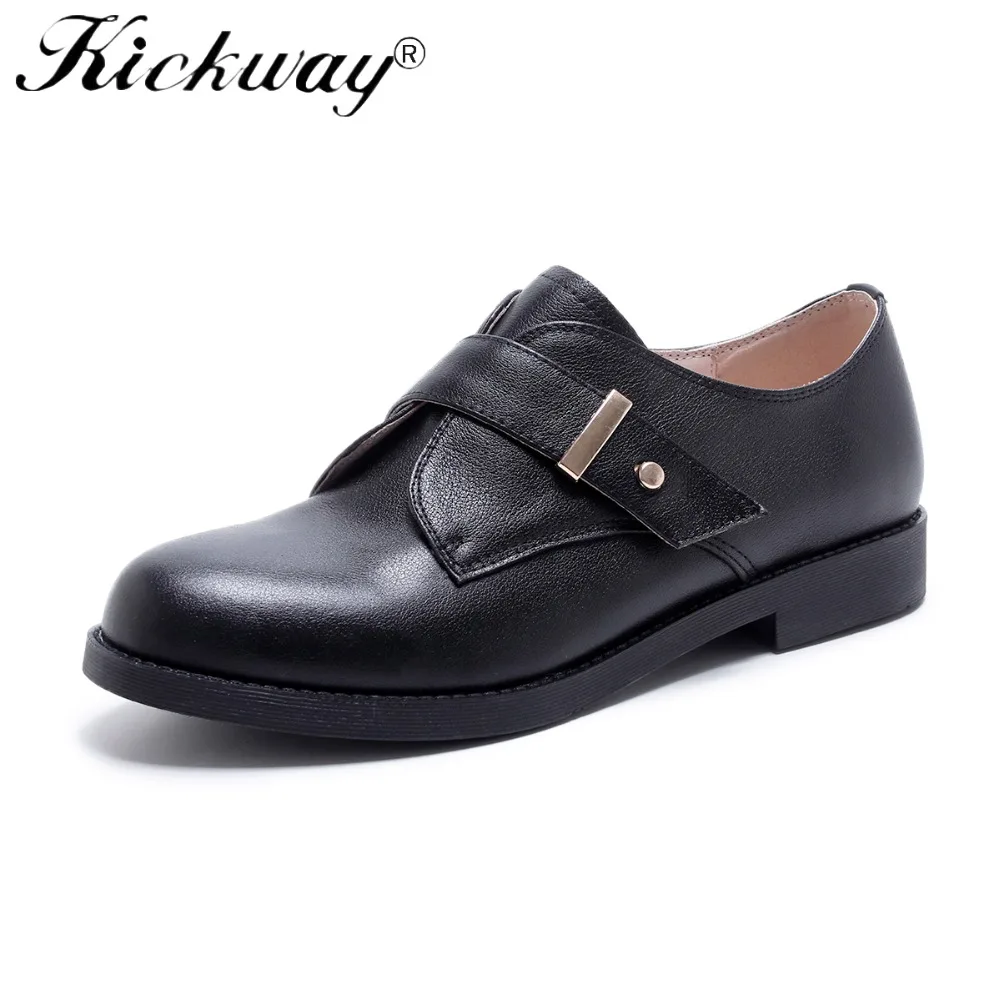 

Kickway Women Oxford Shoes Genuine Leather Flat Shoes Women Soft Cow Leather Pigskin Lining Non Slip Shoes For Women Dress Shoes